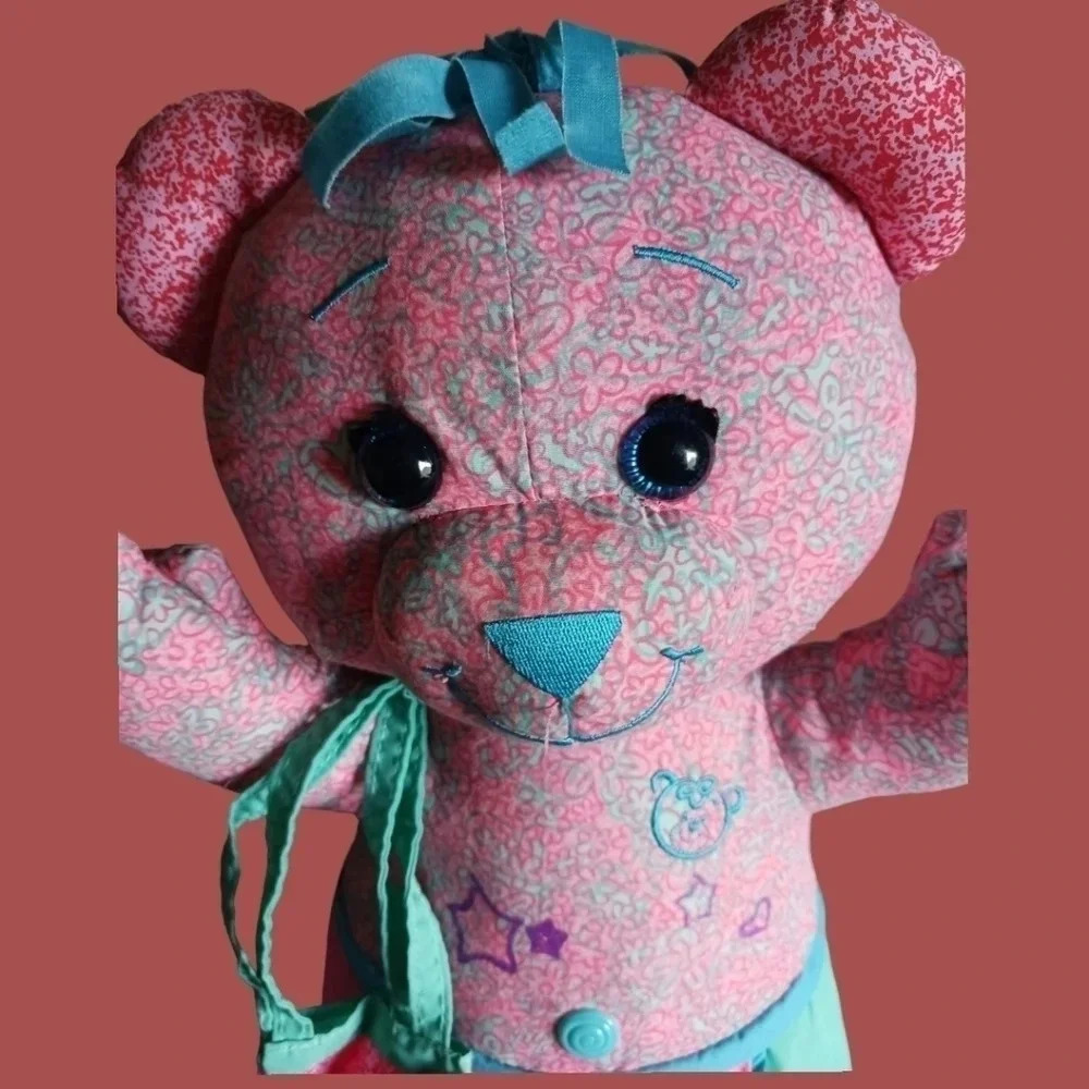 Doodle bear plush stuffed toy pink washable teddy bear "17"inch - Picture 4 of 10